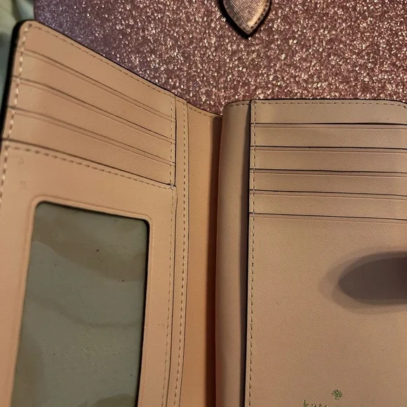 kate spade Metallic Rose Pink Glitter Tote with Wallet & Pouch - Picture 3 of 13